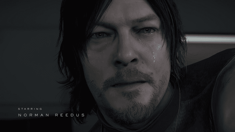 Death Stranding screen capture - Norman Reedus close-up with actor credit