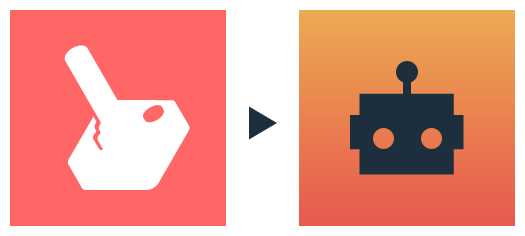 "The previous ozarin.com icon featuring a retro controller on a solid orange background next to the current icon, which features a stylised robot face on an orange gradient."