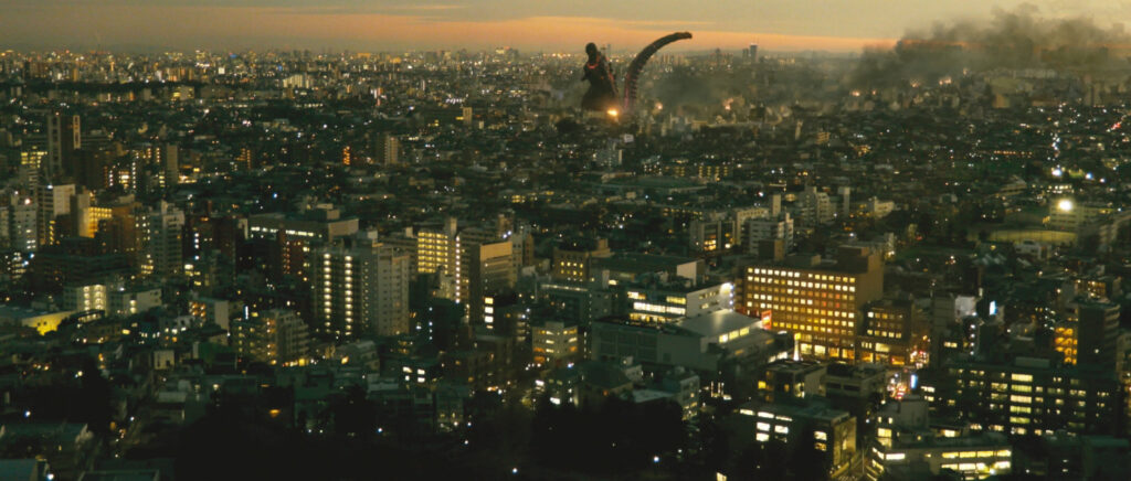 Godzilla in Tokyo, leaving a trail of destruction