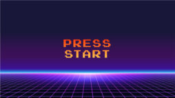 Orange text reading "Press Start" on a dark background.