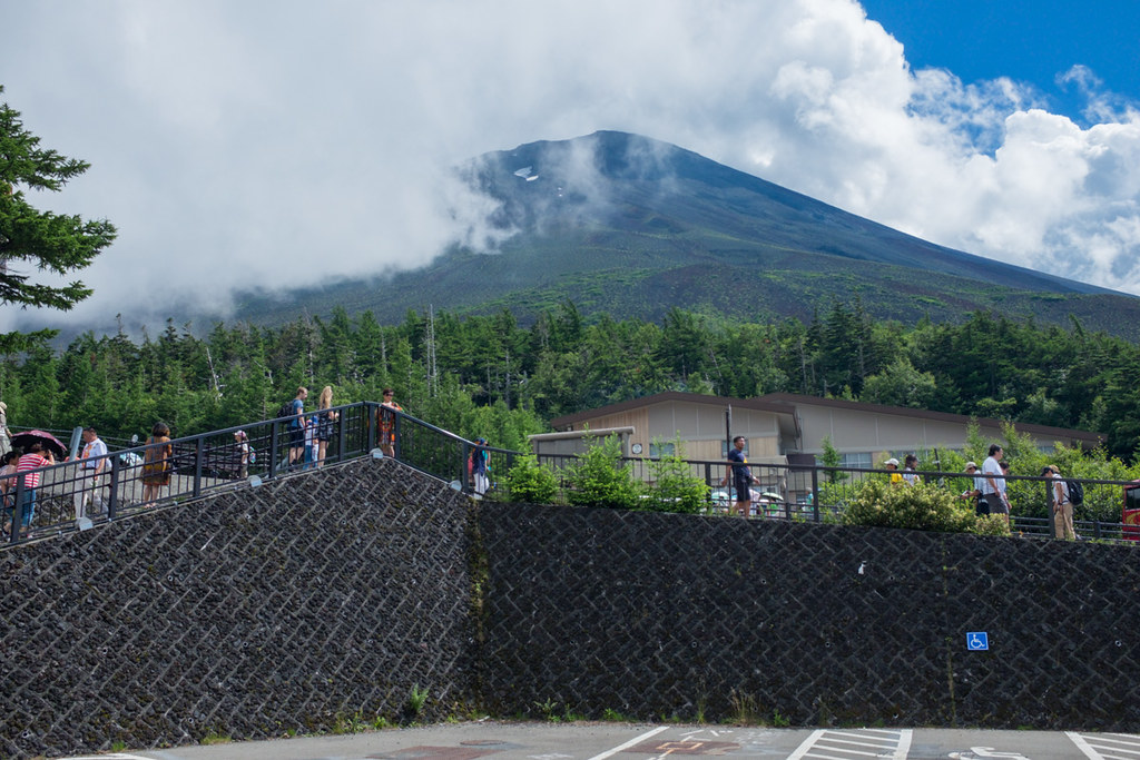 Mt Fuji from the 5th station - slightly obscured by clouds