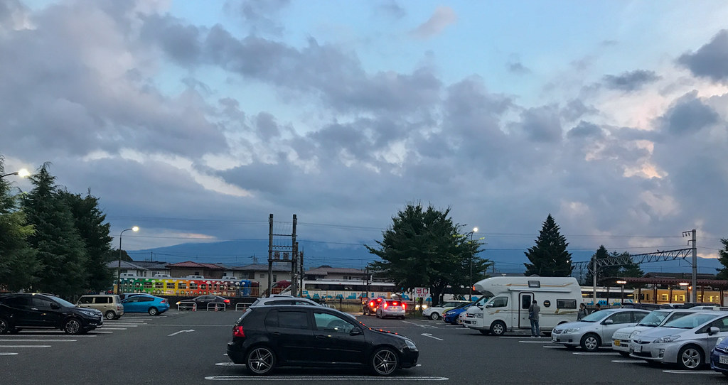 Mt Fuji (behind clouds) from Kawaguchiko Station