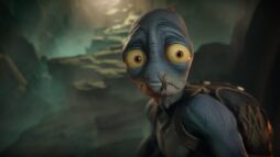 Screen capture from the game Oddworld: Soulstorm. The protagonist, Abe, looks towards the camera with a concerned expression.