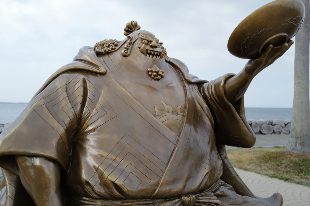 Bronze Jinbe statue in Kumamoto